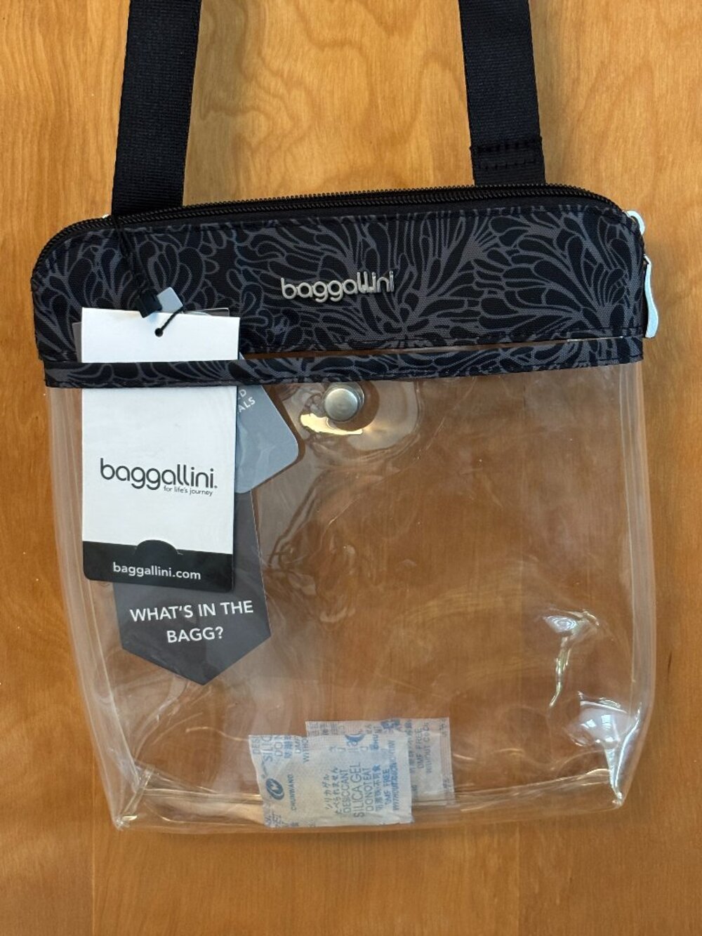 Baggallini Clear Pocket Stadium Crossbody - Midnight Blossom Print